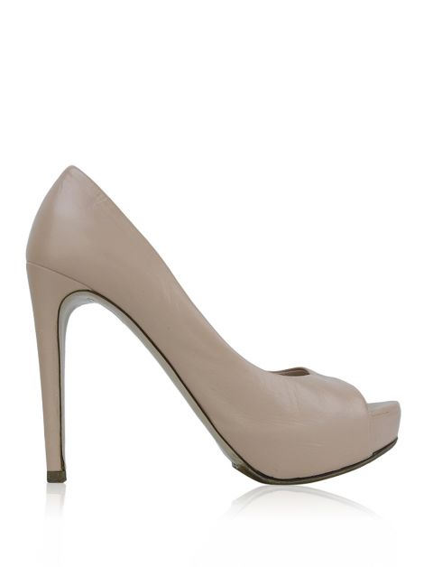 Peep toe Miu Miu Couro Rosa Claro