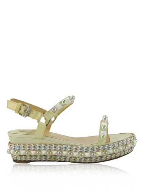 Plataforma Christian Louboutin Cataconico Embellished Off-White