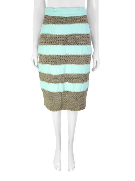 Saia Patricia Viera Couro Tricot Bicolor