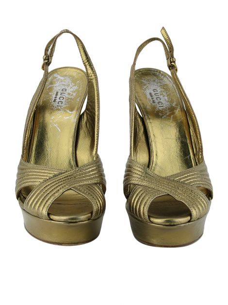 Sandália Gucci Couro Dourado
