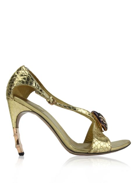 Sandália Gucci x Tom Ford Python Dourado Original - NDC70 | Etiqueta Única