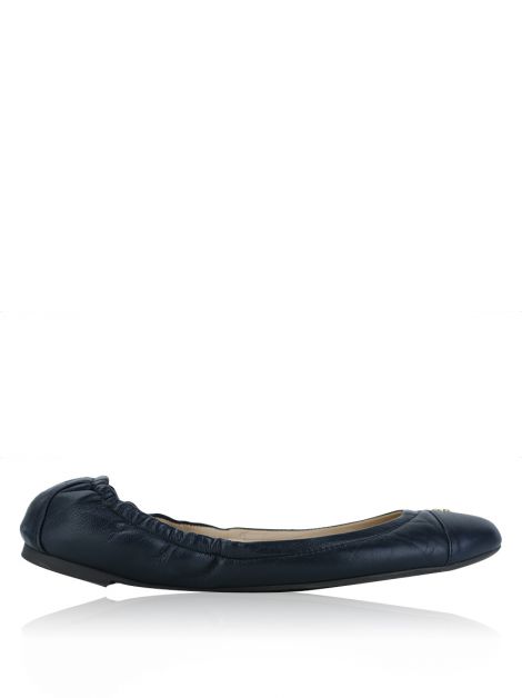 Sapatilha Tory Burch Couro Azul Marinho