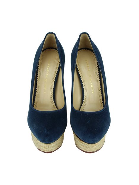 Sapato Charlotte Olympia Veludo Azul