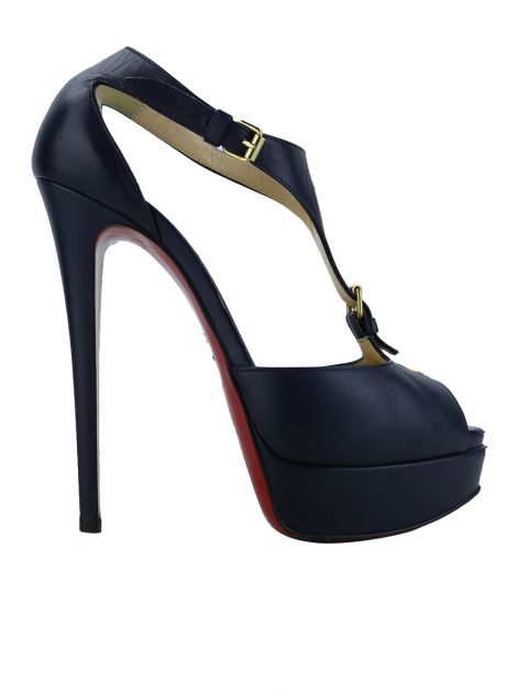 Christian Louboutin ネイビーコルクウェッジヒール サイズ36