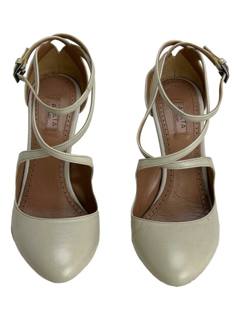 Sapato de Salto Alaia Couro Creme