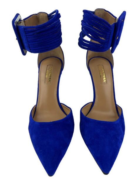Sapato de Salto Aquazzura Casablanca Suede Azul