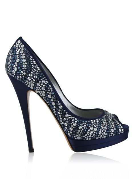 Sapato Casadei Crystals Swarovski Marinho