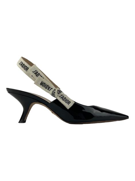 Sapato de Salto Christian Dior J'Adior Slingback Verniz Preto
