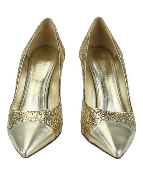 Sapato Salvatore Ferragamo Glitter Dourado