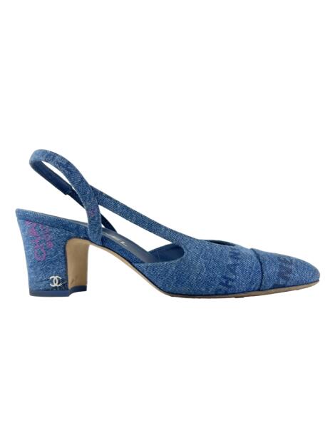 Scarpin Chanel Cap Toe Slingback Denim Azul - JQV127 Original