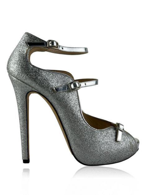 Scarpin Oscar de la Renta Peep Toe Glitter