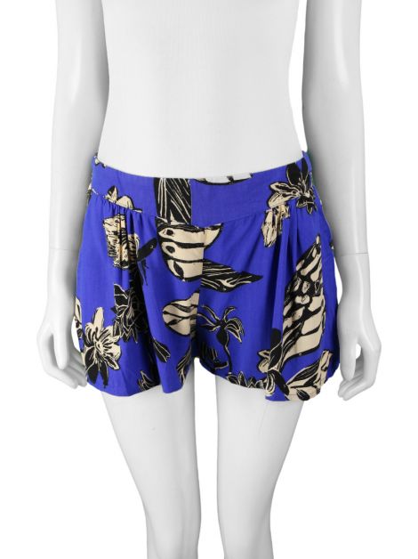 Short Salinas Curto Azul Royal com Estampa Floral
