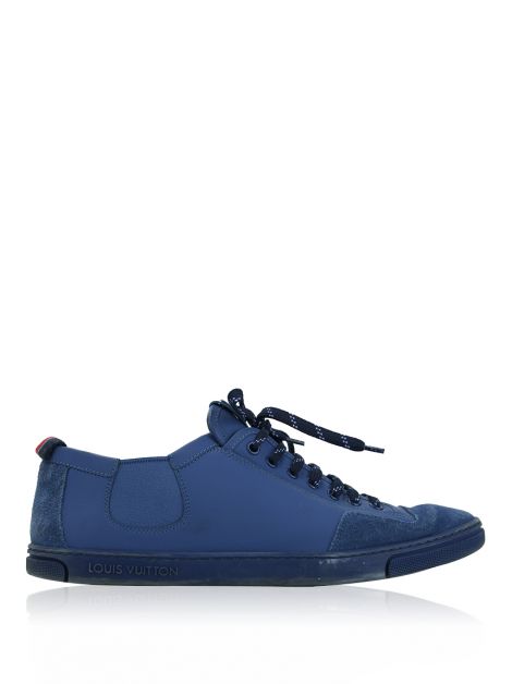 Tênis Louis Vuitton Couro e Camurça Azul Masculino Original - HFB13