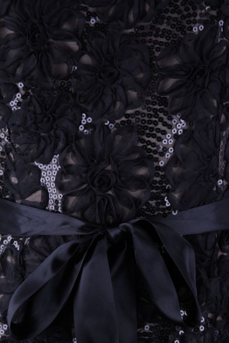 Vestido Adriana Papell Curto Paetês Preto