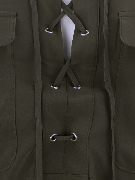 Vestido Club Monaco Midi Seda Verde Militar