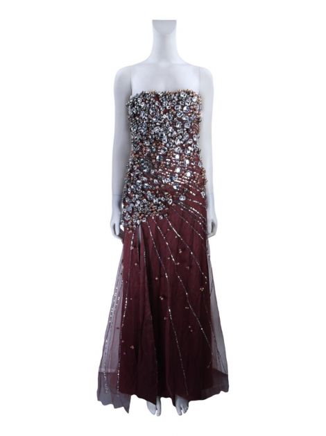 Vestido de Festa Lethicia Bronstein Pedrarias Bordô