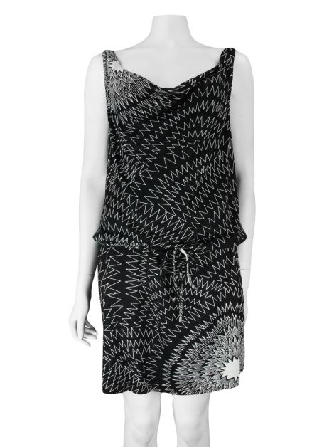 Vestido Diane Von Furstenberg Seda Preto e Branco