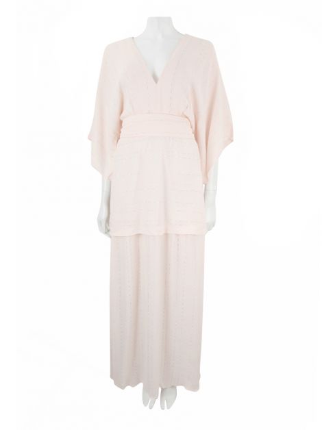 Vestido Essenciale Longo Tecido Rosa Claro