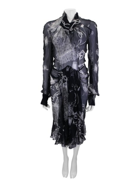 Vestido John Galliano Estampado Assimétrico