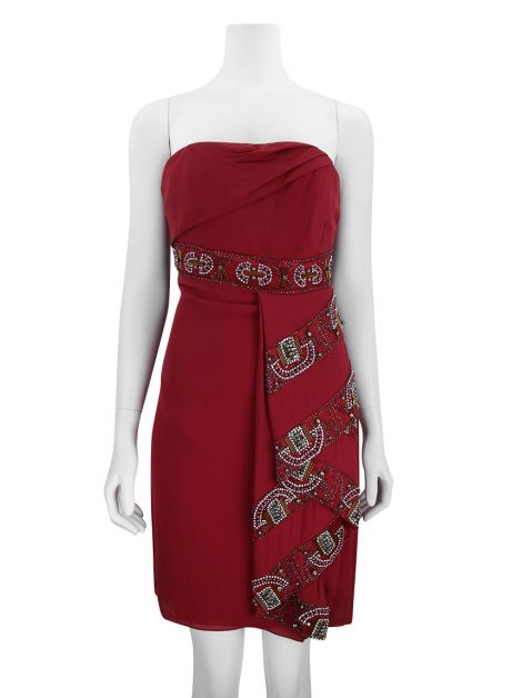 Vestido Mabel Magalhães Bordado Vermelho