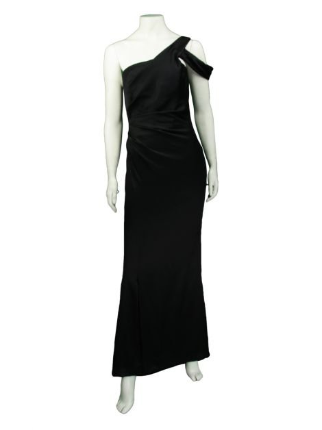 Vestido Nicole Miller Longo Preto Cetim