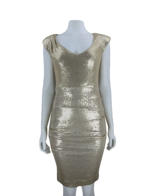 Vestido Nicole Miller Paetês Dourado