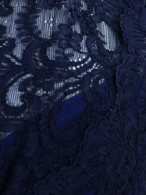 Vestido Nicole Miller Renda Azul Marinho