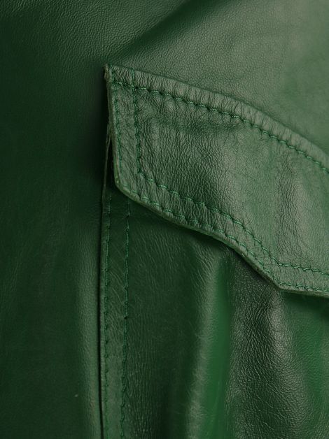 Vestido Patricia Viera Chemise Couro Verde