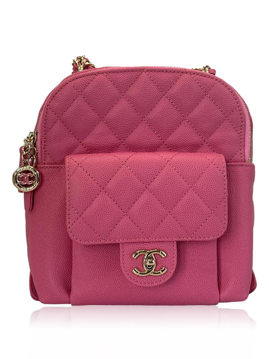 chanel mochila chanel caviar cc day rosa pink