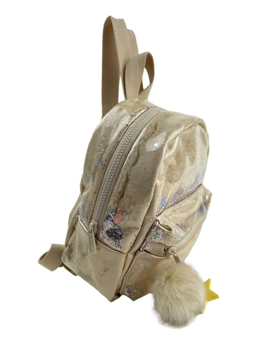 Mochila Zara Glitter Bege Original BCH6627 Etiqueta Única