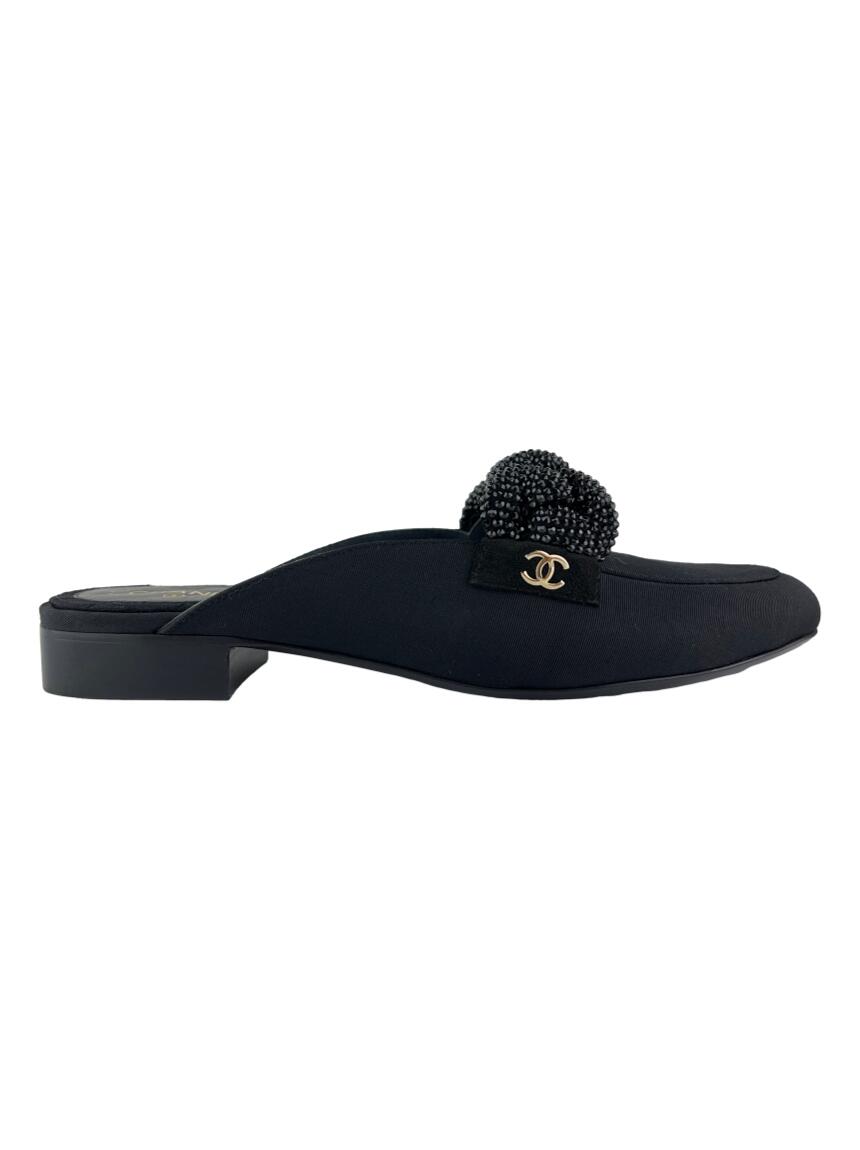 CHANEL 25S BACK STRAP MULE 15MM IN DARK PURPLE SUEDE AND WOOL GOLD HARDWRE