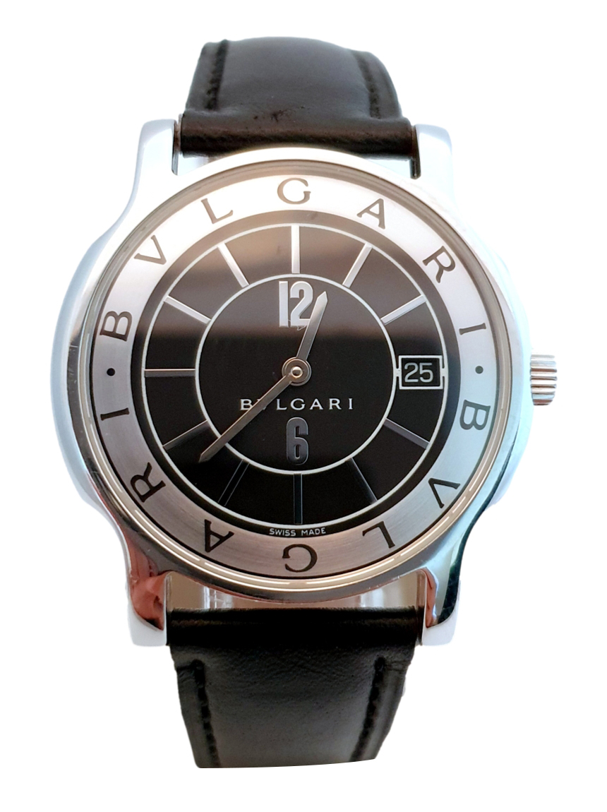 レディース　BULGARI Solotempo ブラックレザー腕時計 Relógio Bulgari Solotempo Preto - REL15 Original | Etiqueta Única