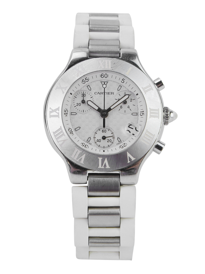Relógio Cartier Chronoscaph 21 Branco - UPD26 Original | Etiqueta