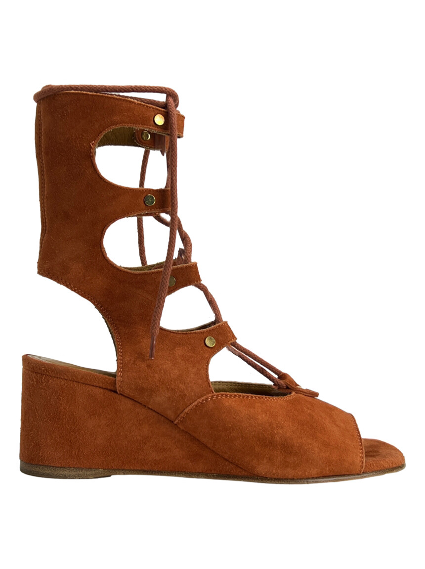 Sandália Chloé Foster Suede Terracota Original - AWU1432 | Etiqueta Única