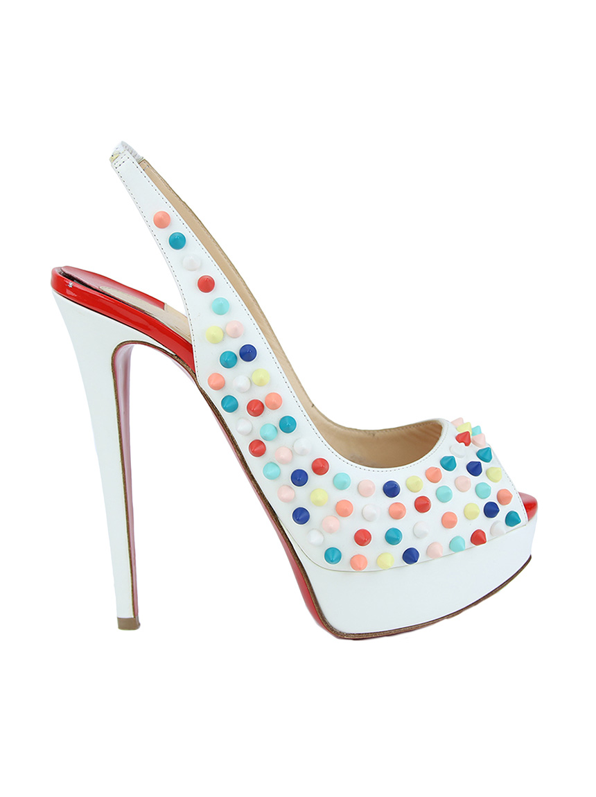Sandália Christian Louboutin Lady Peep Sling Multi Spikes - SZ950