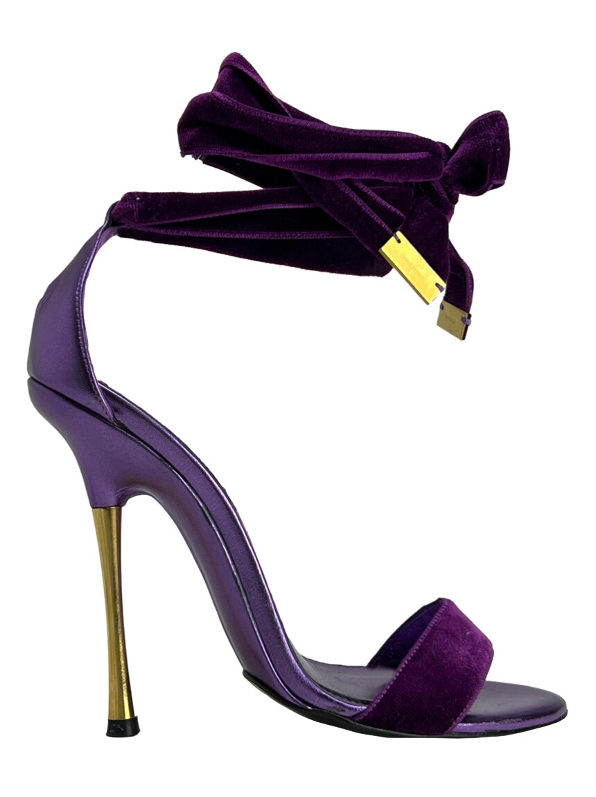 Sandália Tom Ford Veludo Roxo Original - AWU1415 | Etiqueta Única