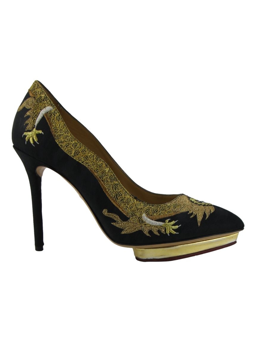 Sapato Charlotte Olympia Bordado Dragão - OFB155 Original
