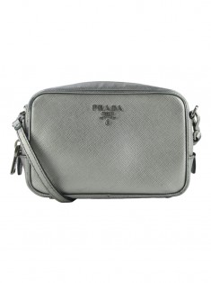 Prada Mini Saffiano Camera Crossbody Bag In Cromo-chrome