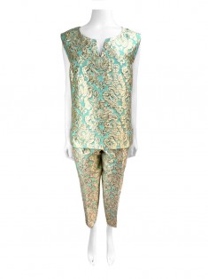 Conjunto J.Crew Texturizado Turquesa e Dourado