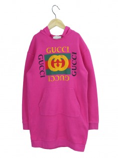 Vestido Gucci Moletom Logo Rosa Juvenil DOL96 Original