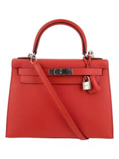 バッグ HERMES Bolsa com Alça Hermès Kelly 28 Sellier Rose Jaipur Epsom PHW