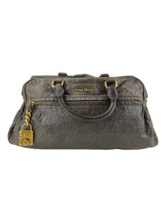 MIU MIU バッグ Bolsa com Alça Miu Miu Two Way Couro Cinza - GBN9 Original