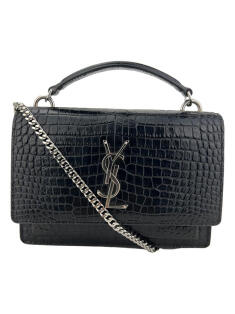 Bolsa com Alça Yves Saint Laurent Crocodile Embossed Sunset Chain