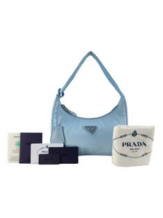 Bolsa Hobo Prada Re-Edition 2000 Mini Re-Nylon Celeste - DEWF6