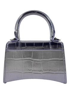 Bolsa Tiracolo Balenciaga Hourglass Mini Embossed Croco Lilás