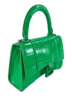 Bolsa Tiracolo Balenciaga Hourglass Mini Embossed Croco Verde