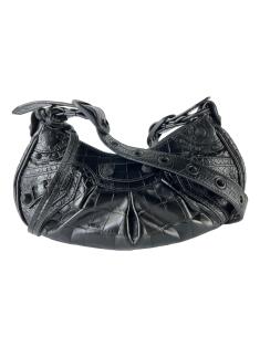 Bolsa Tiracolo Balenciaga Le Cagole XS Embossed Croco Preta