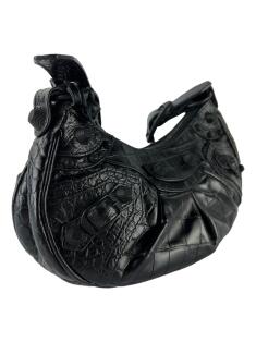 Bolsa Tiracolo Balenciaga Le Cagole XS Embossed Croco Preta