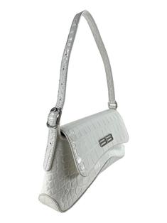 Bolsa Tiracolo Balenciaga XX Flap Embossed Croco Branca - CKZK5