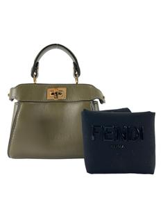 QQQエディ様 Bolsa Tiracolo Fendi Peekaboo Nano Couro Verde - DZB1168 Original
